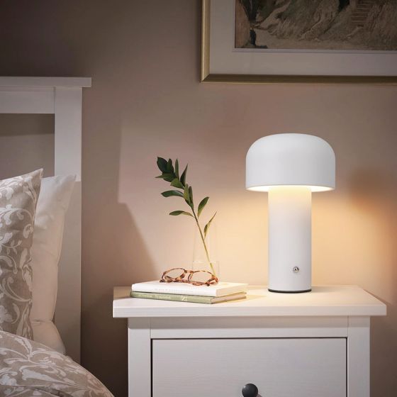 NETTLIFE 2W Himmennettävä Paristokäyttöinen Johdoton LED-pöytävalaisin, Makuuhuoneen Yöpöytävalaisin, Pieni Sienilamppu