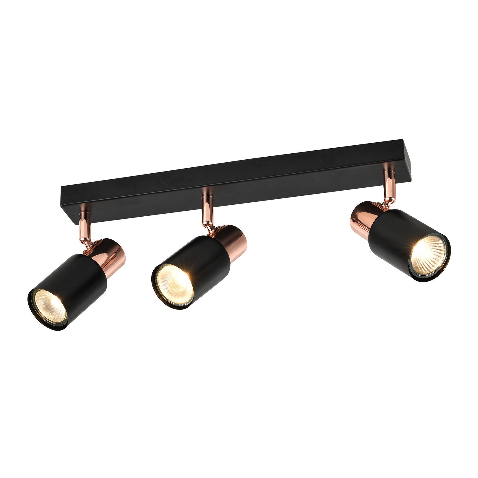 NETTLIFE 3- liekkinen GU10- kattospottivalaisin, 355° kääntyvä, musta, moderni