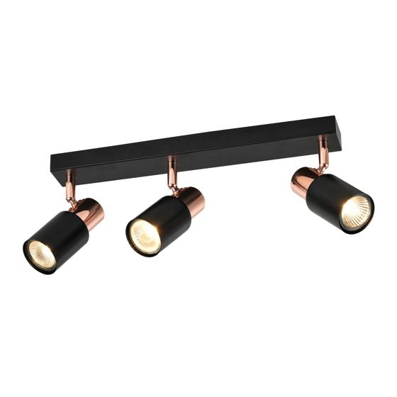 NETTLIFE 3- liekkinen GU10- kattospottivalaisin, 355° kääntyvä, musta, moderni