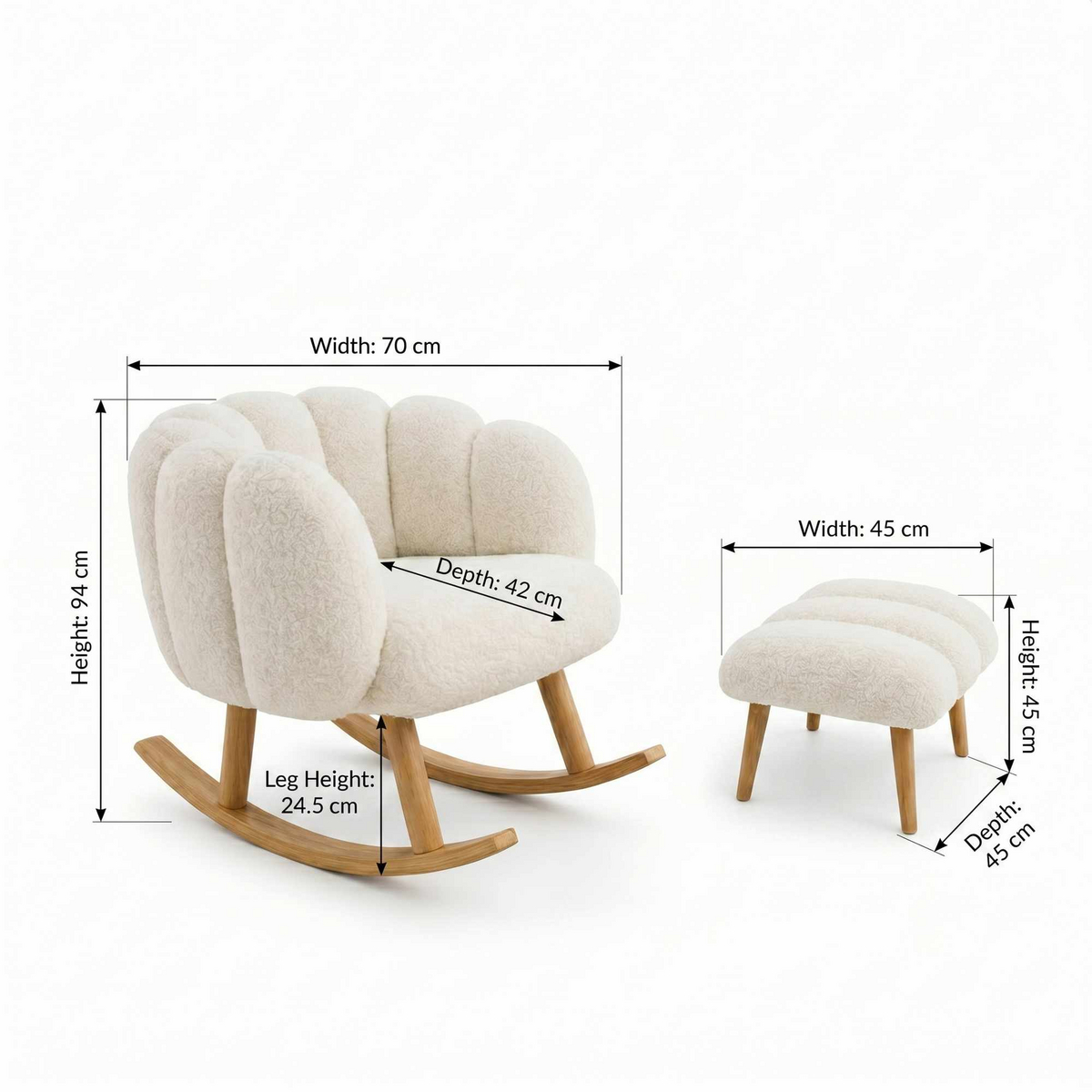 Norda Design Nojatuoli- ja rahisetti (2 Pieces) Lotus Lotus Wing Chair 42 x 70 x 94 cm