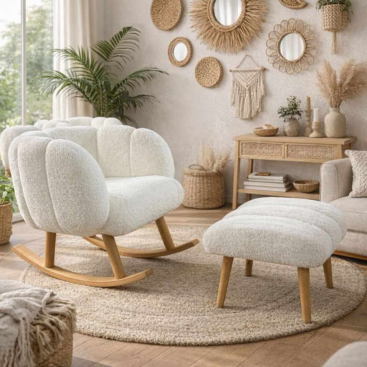 Norda Design Nojatuoli- ja rahisetti (2 Pieces) Lotus Lotus Wing Chair 42 x 70 x 94 cm