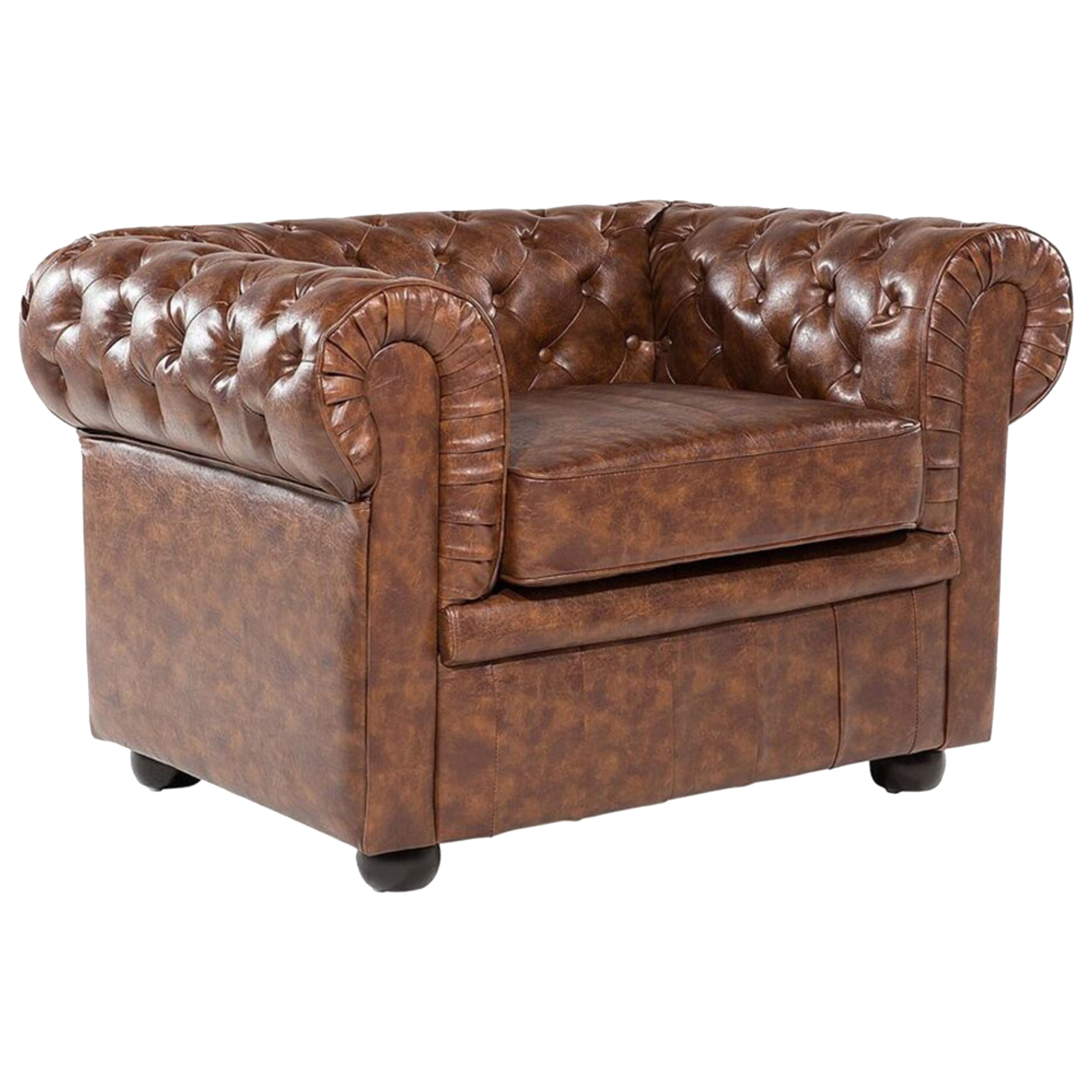 Nojatuoli CHESTERFIELD Keinonahka Kullanruskea