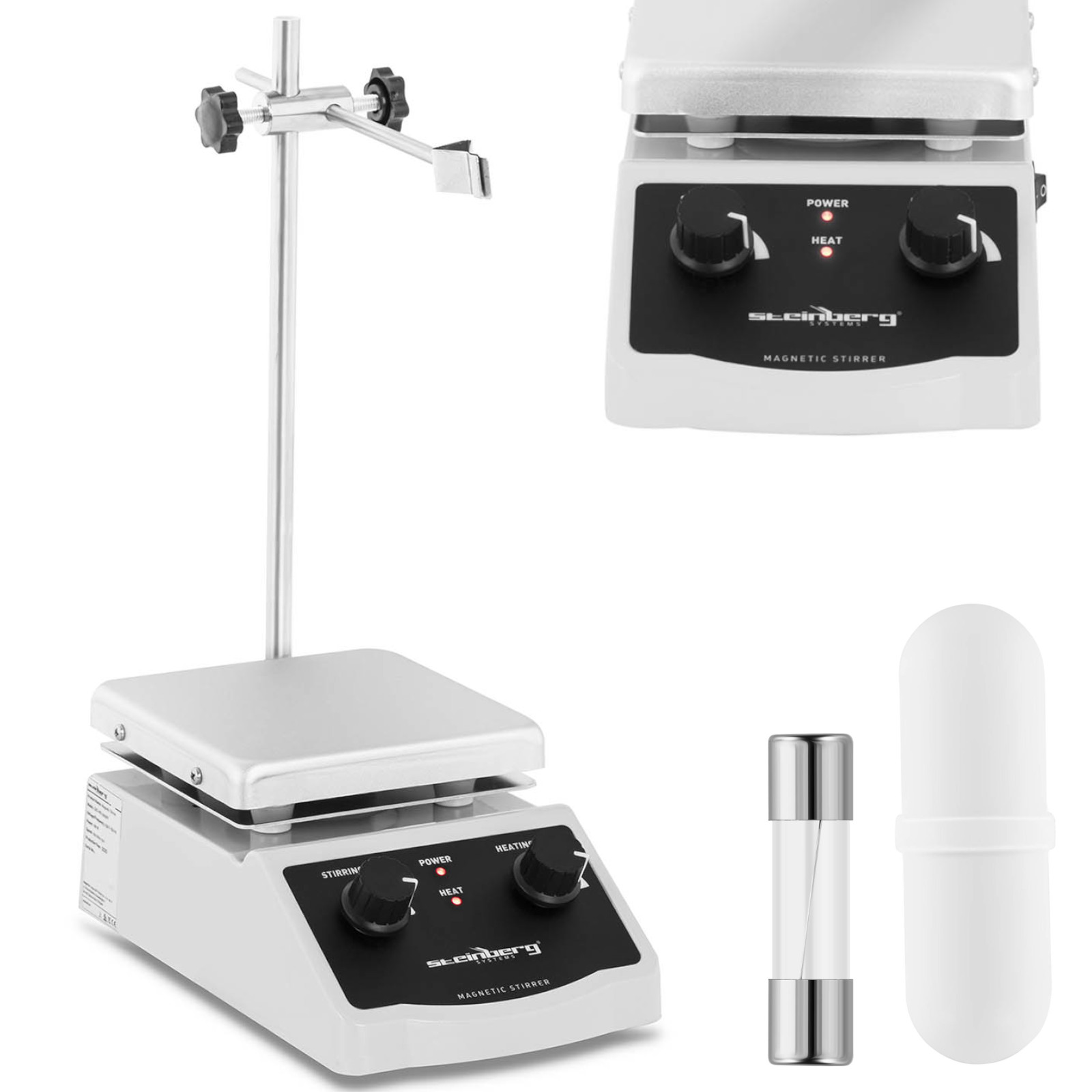 Laboratoriomagneettisekoitin jalustalla ja kahvalla 380C 2000 rpm 120 x 120 mm