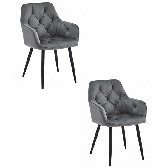 JORK tuoli - tummanharmaa sametti / mustat jalat x 2