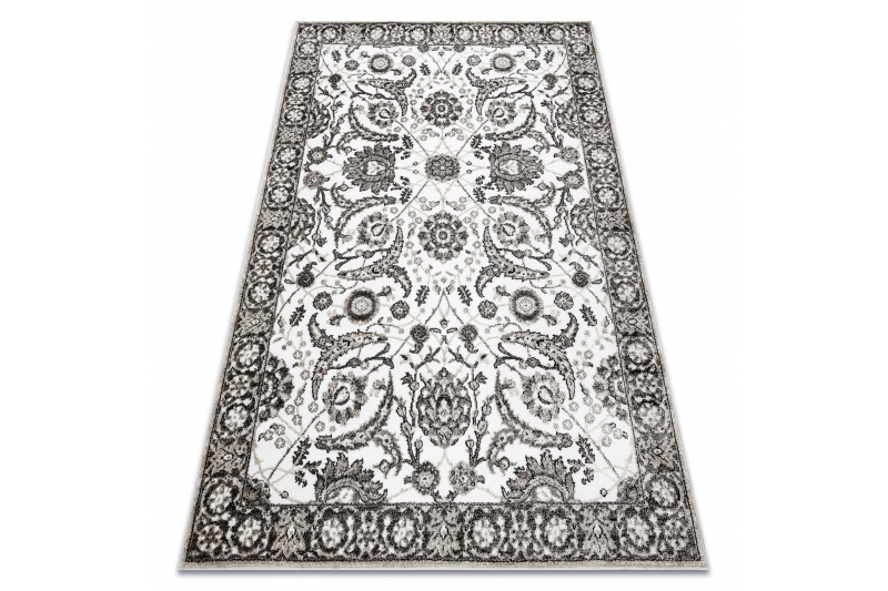 Matto MATEO 8037/944 Klassinen kehyskuviolla, kukat - rakenne harmaa / beige 80x150 cm