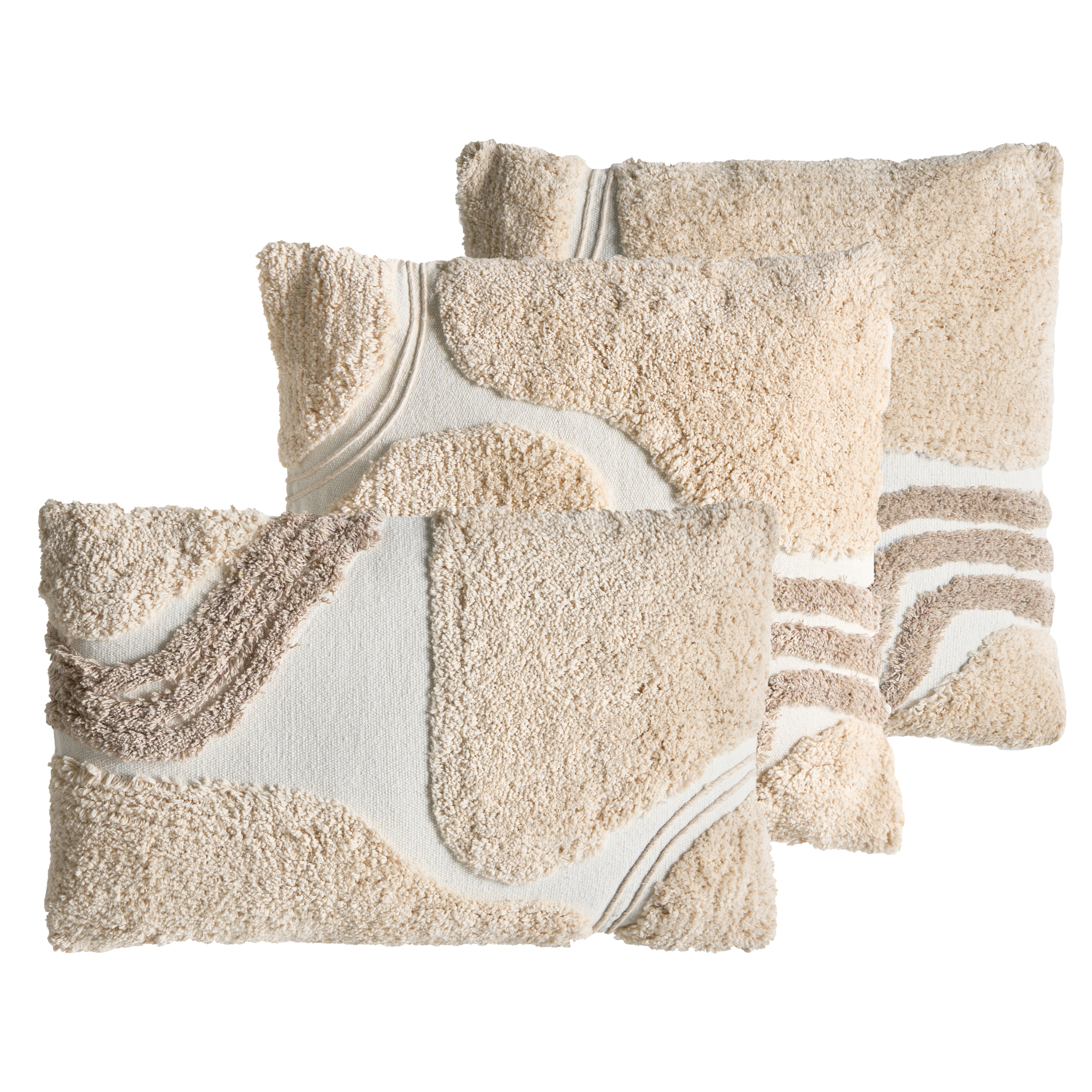 Koristetyynysetti 3 kpl ALSTONIA 30 x 50 cm 45 x 45 cm Puuvilla Beige Abstrakti kuvio