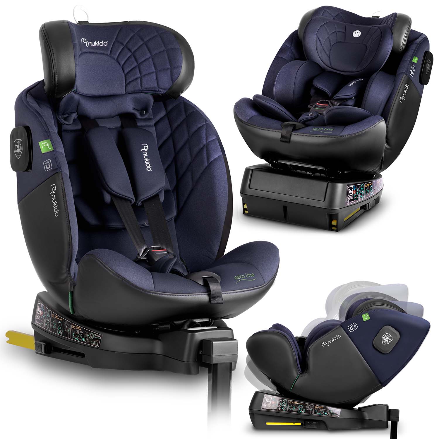 Nukido Aero Line -turvaistuin, musta/tummansininen, 0-36 kg, ISOFIX