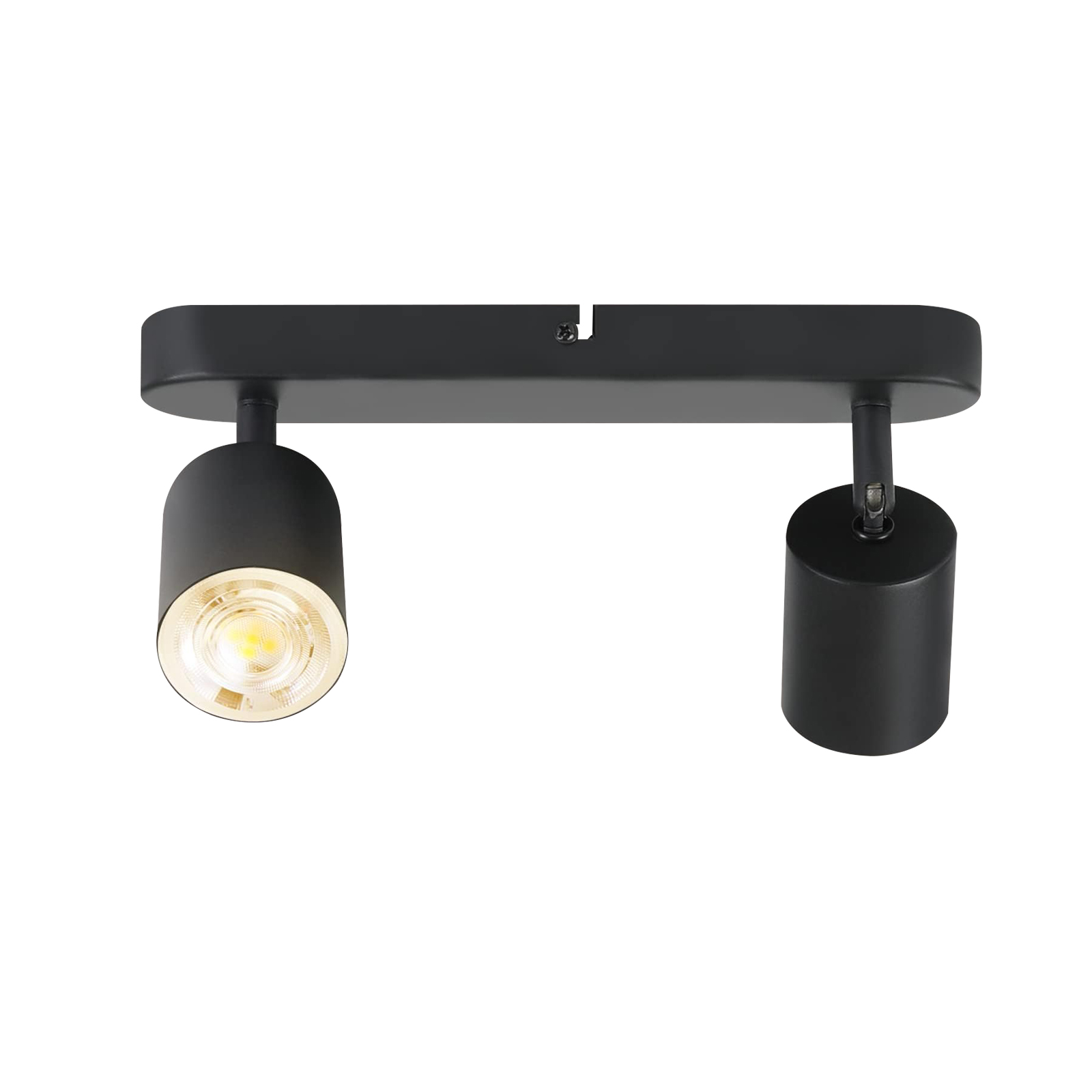 NETTLIFE 2 mustaa metallista kattokohdevalaisinta, 330° säädettävä, GU10, olohuoneeseen, käytävään, portaikkoon, keittiöön (polttimot eivät sisälly)