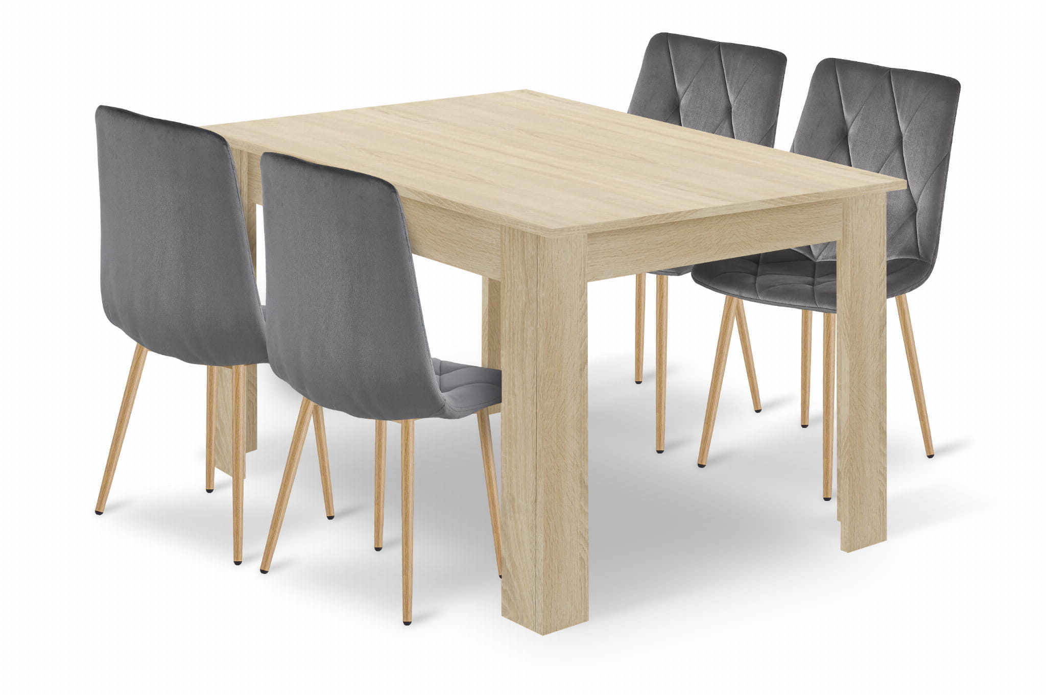 NP pöytä 120x80 sonoma-tammi-tammi, 4 LIBRA-tuolia, harmaa