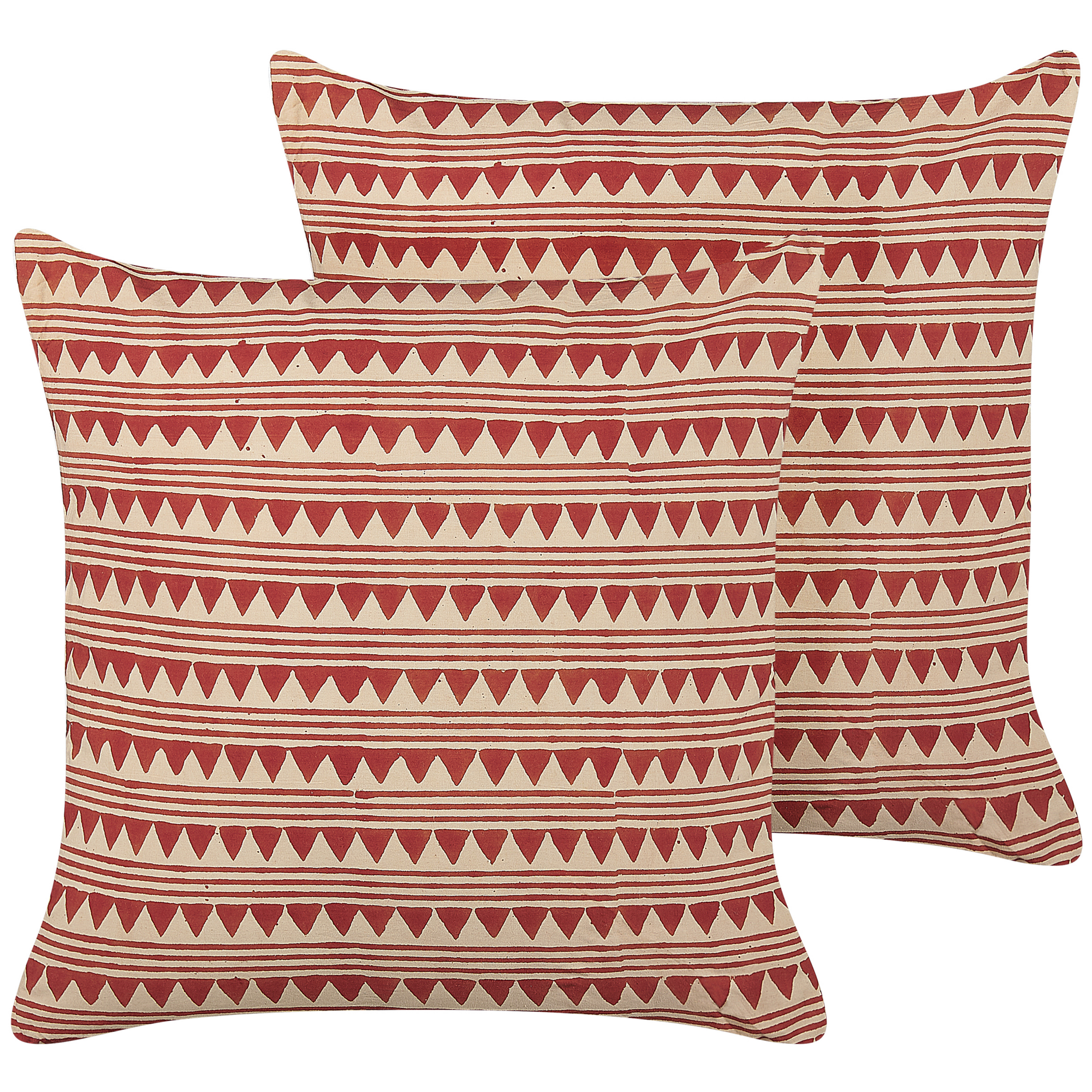 Koristetyynysetti 2 kpl DEGLUPTA 45 x 45 cm Puuvilla Punainen Siksak-kuvio
