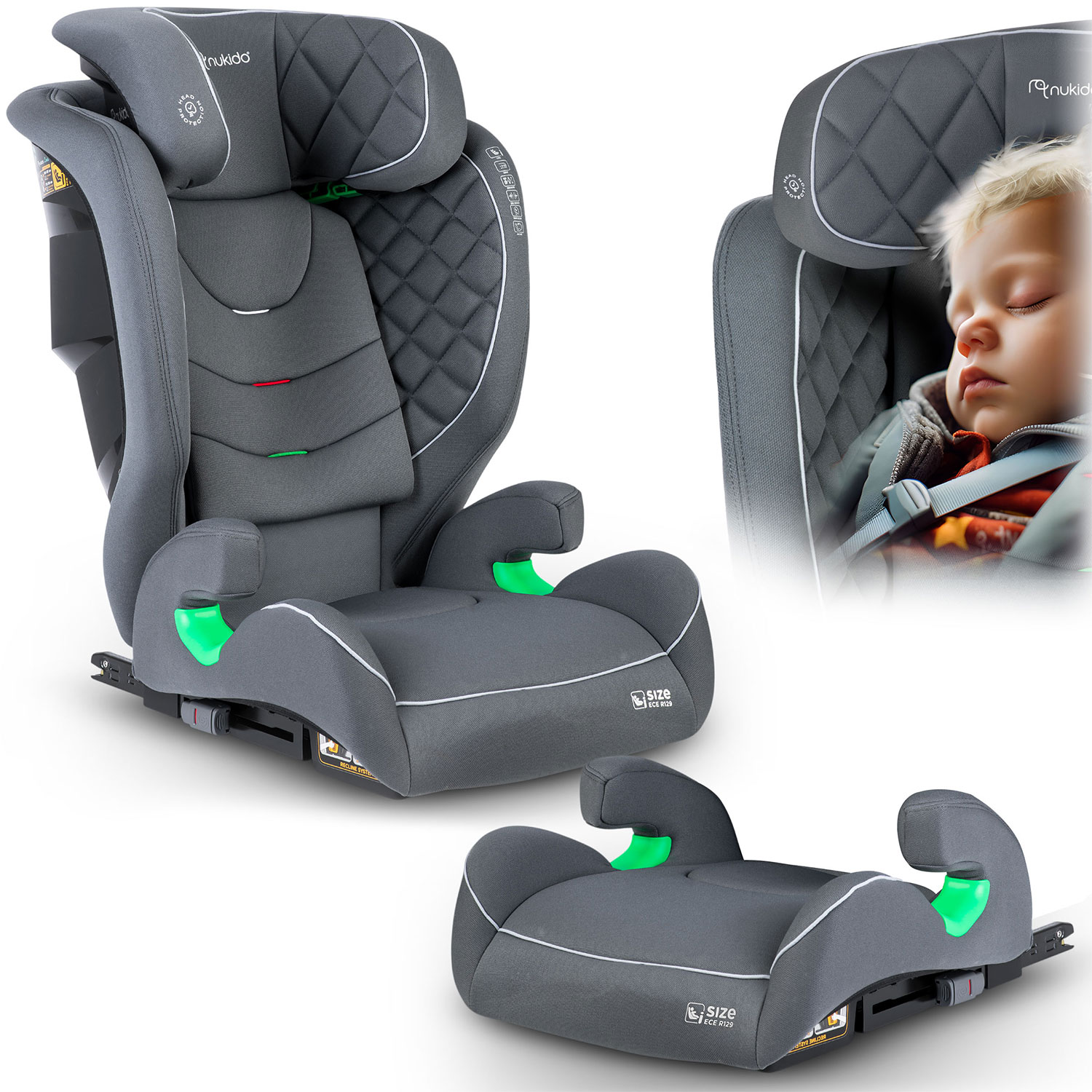Nukido Louis turvaistuin harmaa 15-36 kg ISOFIX