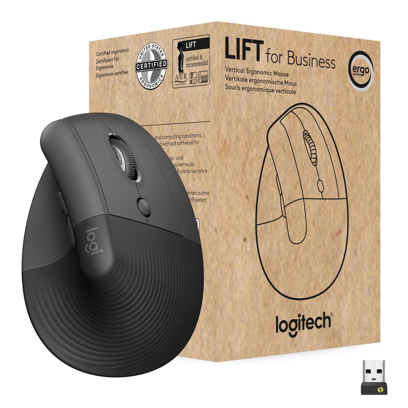 Logitech Lift pystyhiiri (Oikeakätinen)