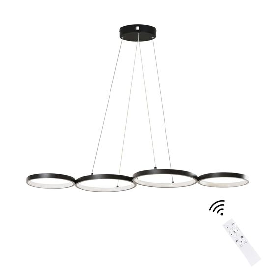 NETTLIFE musta alumiininen LED - riippuvalaisin, halkaisija 150 cm, 54 W, moderni lamppu, 4 rengasta