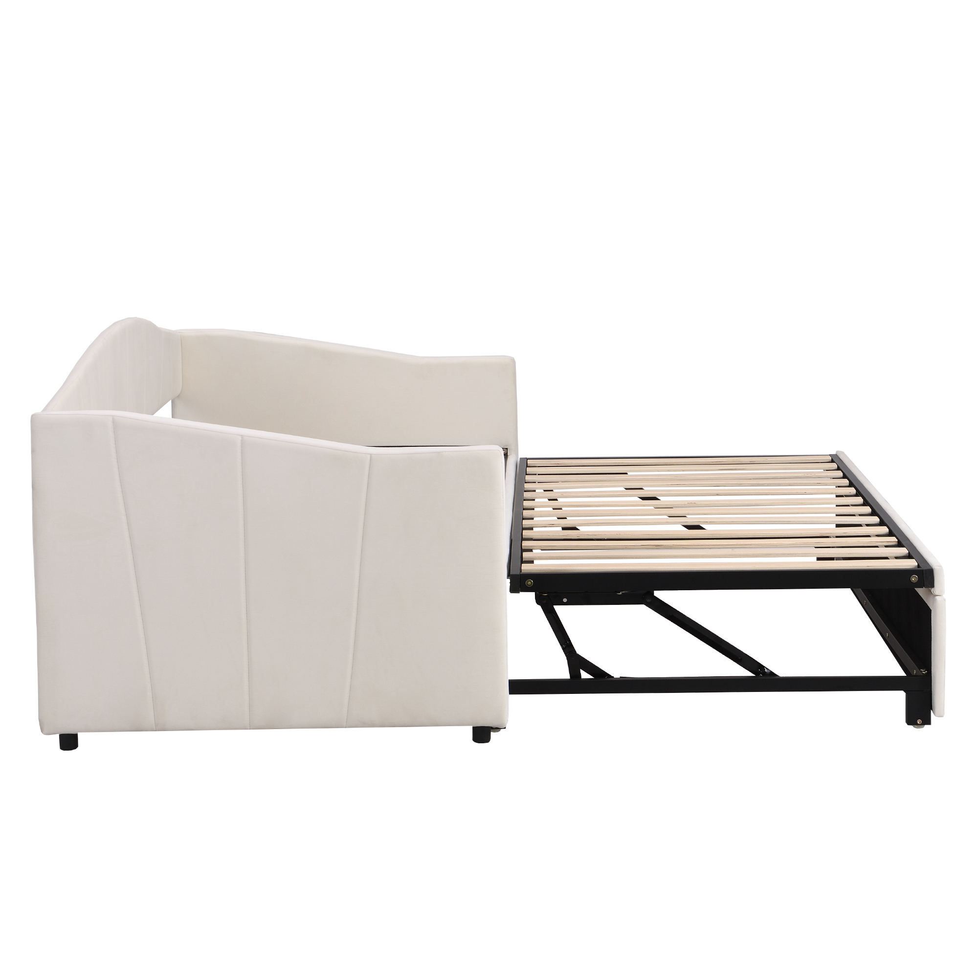 Vuodesohva 90/180 x 200 cm, Beige Sametti