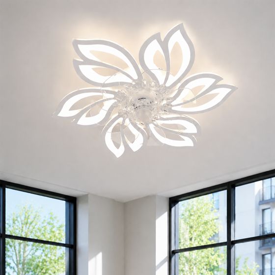 NETTLIFE - kattotuuletin Valolla ja Kaukosäätimellä- himmennettävä, LED - kattovalaisin, ajastintoiminto, luova, muotoilu, 6Valoa