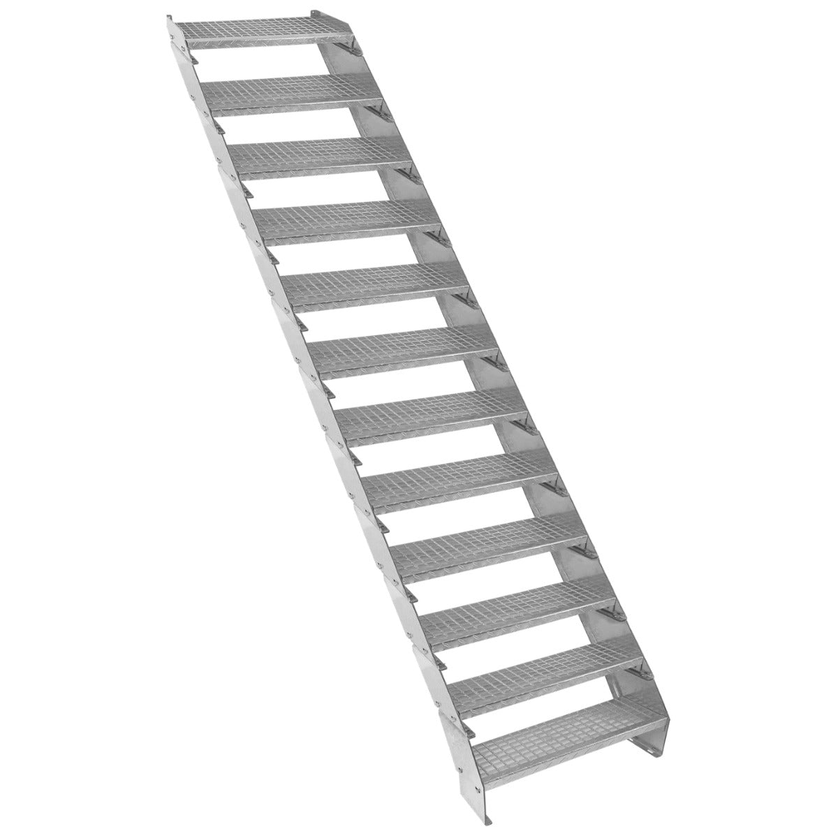 Säädettävät 12-osaiset galvanoidut portaat - 600 mm leveät