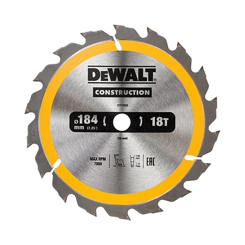 DeWalt Construction -Pyörösahanterä 184x16 mm, 18 hammasta