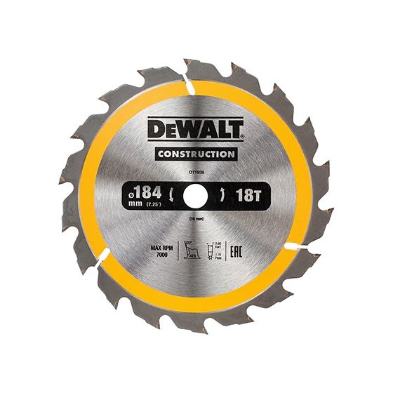 DeWalt Construction -Pyörösahanterä 184x16 mm, 18 hammasta