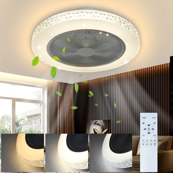 ZMH-kattotuuletin valolla ja kaukosäätimellä, ajastintuuletin, Crystal Bedroom