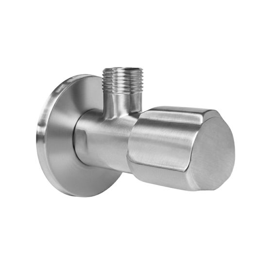REA kulmaventtiili 02 1/2" x 3/8" , Harjattu teräs, 6,9x5x4,5cm
