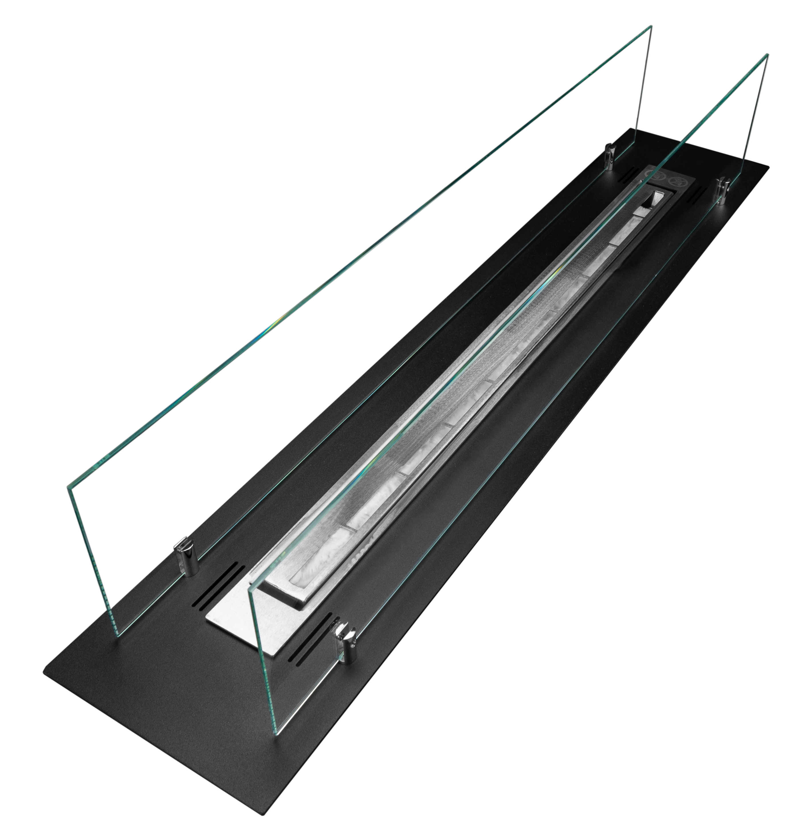 Biotakka 100 cm – sisäänrakennettava bioetanolitakka turvalaseilla, mattamusta