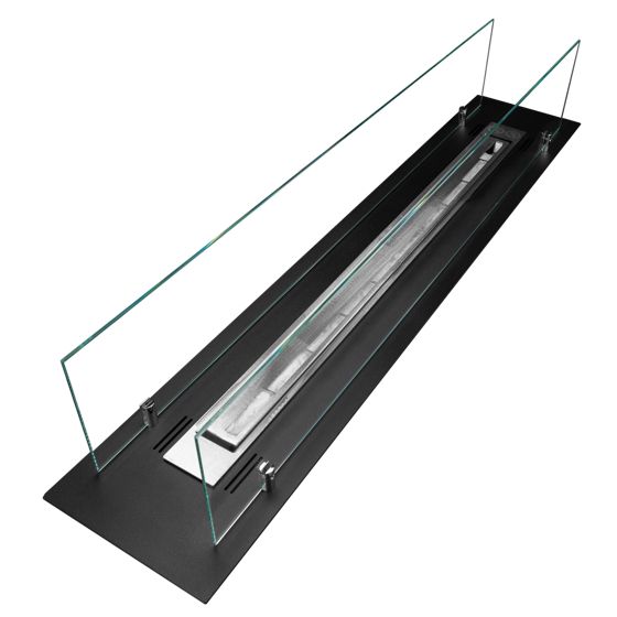 Biotakka 100 cm – sisäänrakennettava bioetanolitakka turvalaseilla, mattamusta