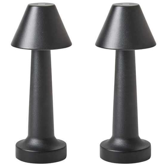 Langaton LED-pöytävalaisinsetti 2 kpl JOANES himmentimellä metalli Musta