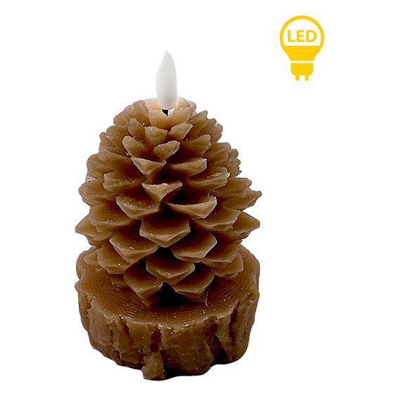 LED-kynttilä muovi Nikolao Brown 9x9x15,5 ruskea 1kpl