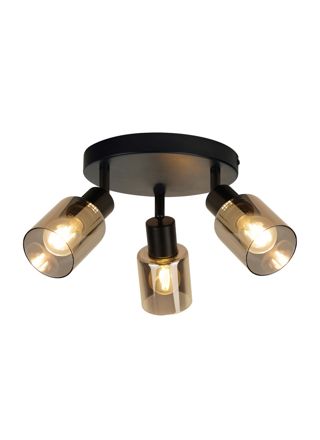NETTLIFE - kattovalaisin, kohdevalo, 3 liekkiä, musta, teollinen, E14, olohuoneen kattovalaisin