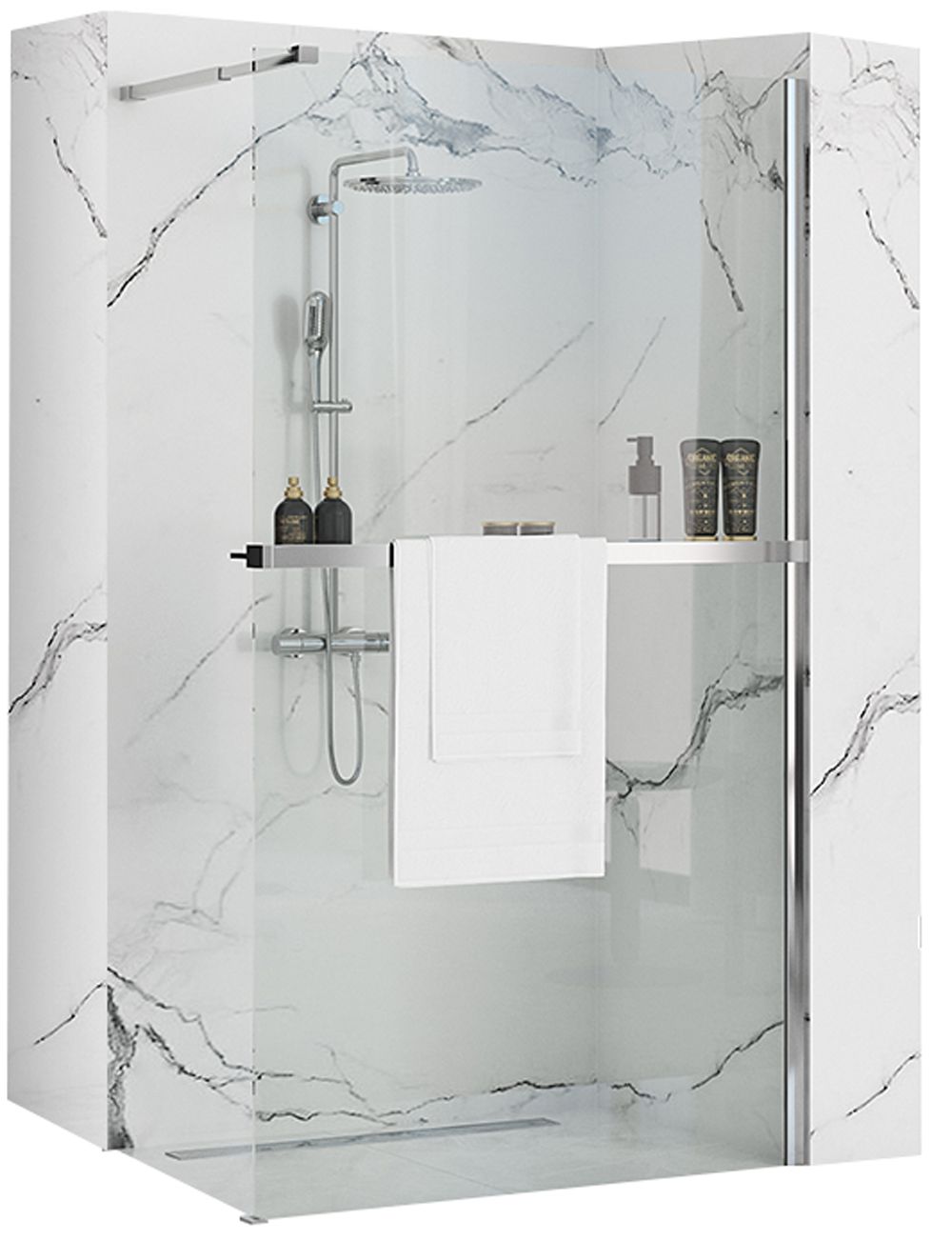 REA Suihkuseinä AERO N 110 kromi, 1,8X110X195CM