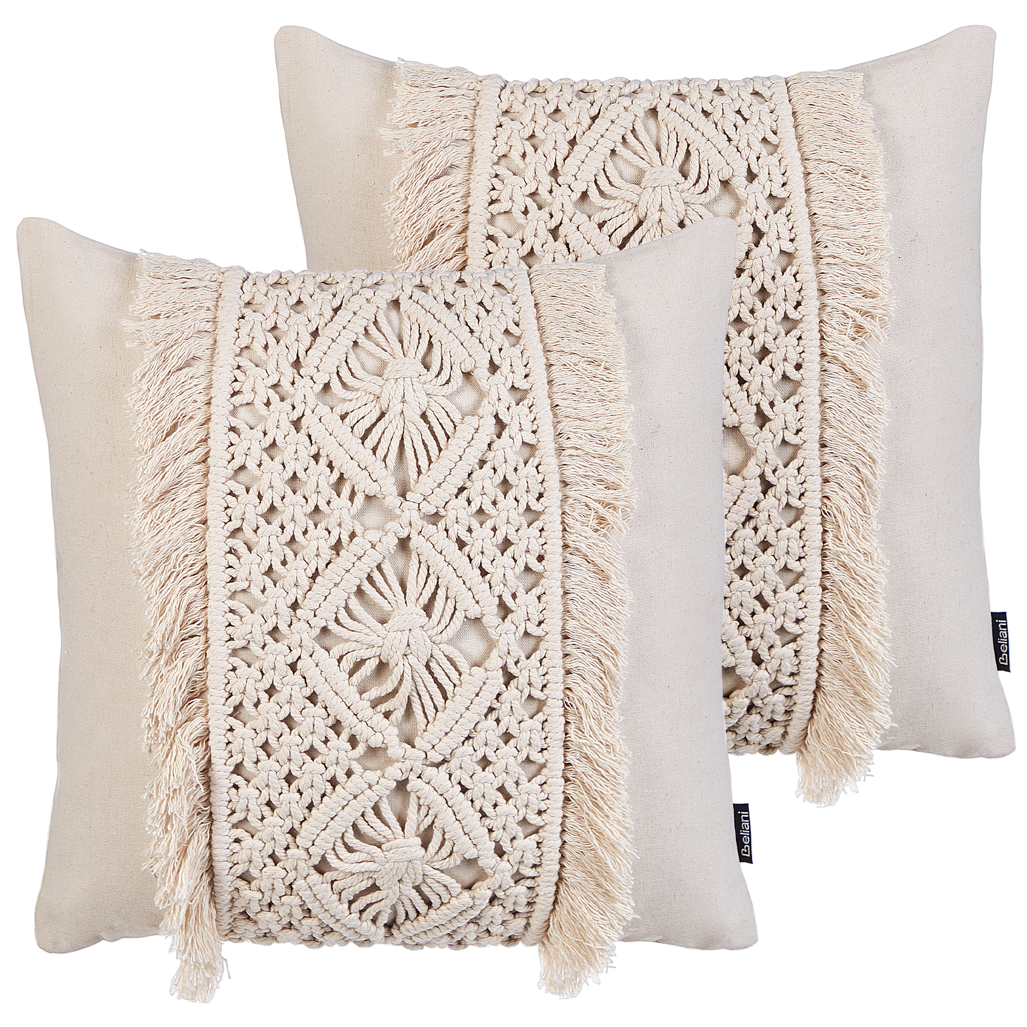 Koristetyynysetti 2 kpl KALAM 45 x 45 cm Puuvilla Vaaleanbeige Geometrinen kuvio
