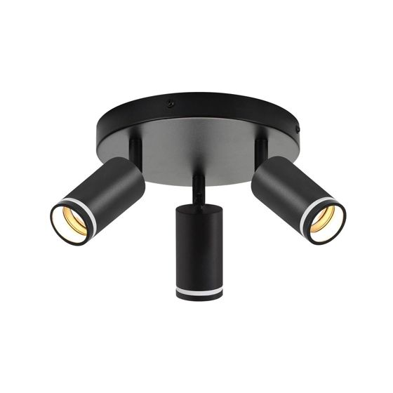 NETTLIFE moderni musta kattovalaisin: 3 säädettävää metallista kattokohdevaloa, GU10- kattovalaisin, makuuhuoneeseen, ilman polttimoa