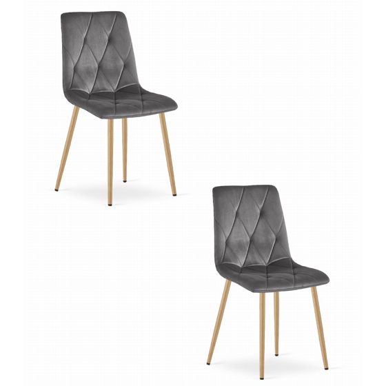 OSKAR LIBRA, tuoli, tummanharmaa sametti, puunväriset jalat (2 kpl)