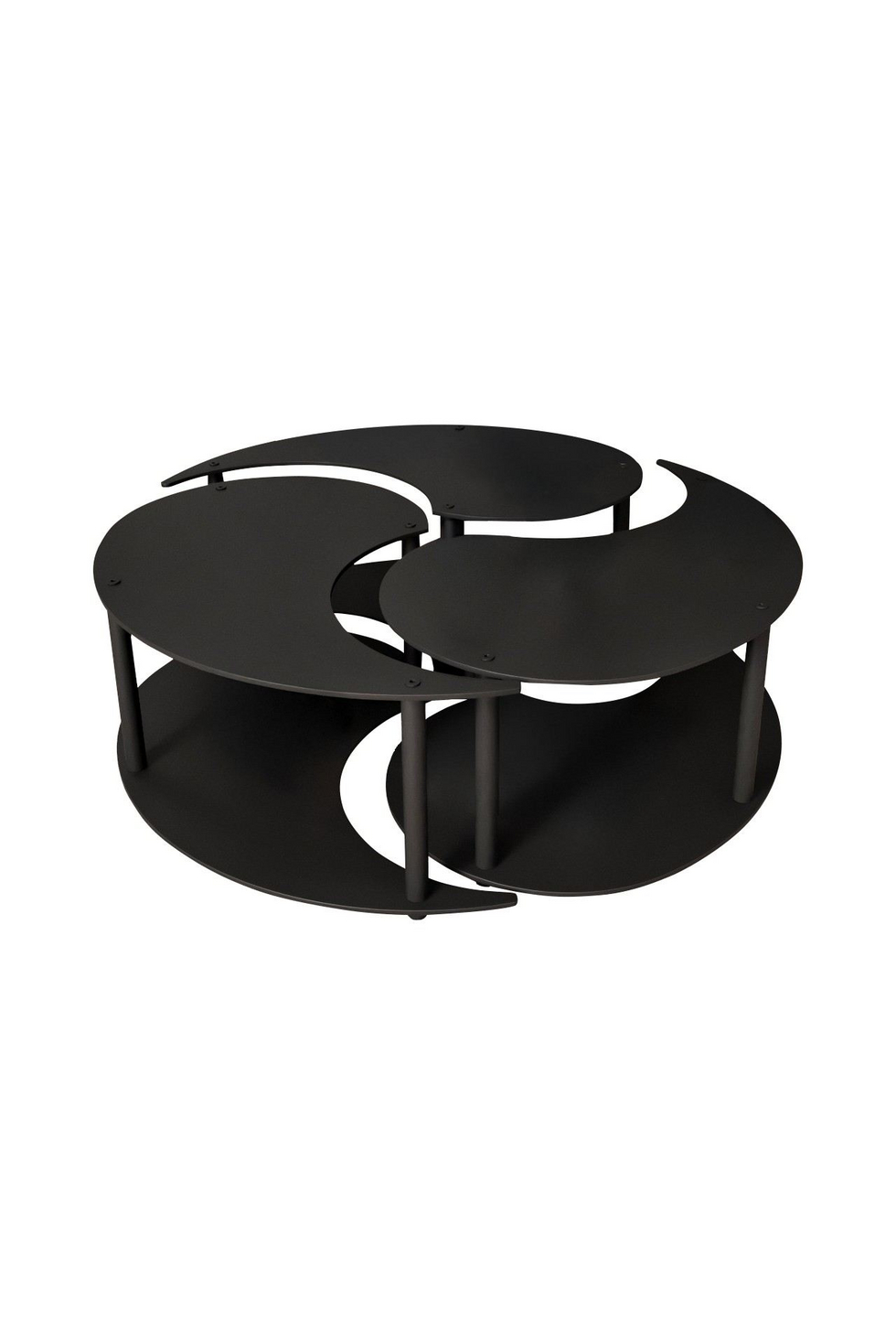 Norda Design Moderni kahvipöytäsetti (3 osaa) - 100% MDF, 70 cm:n halkaisija, 38 cm:n korkeus, tyylikkäät puristetusta kraft-paperista valmistetut jalat