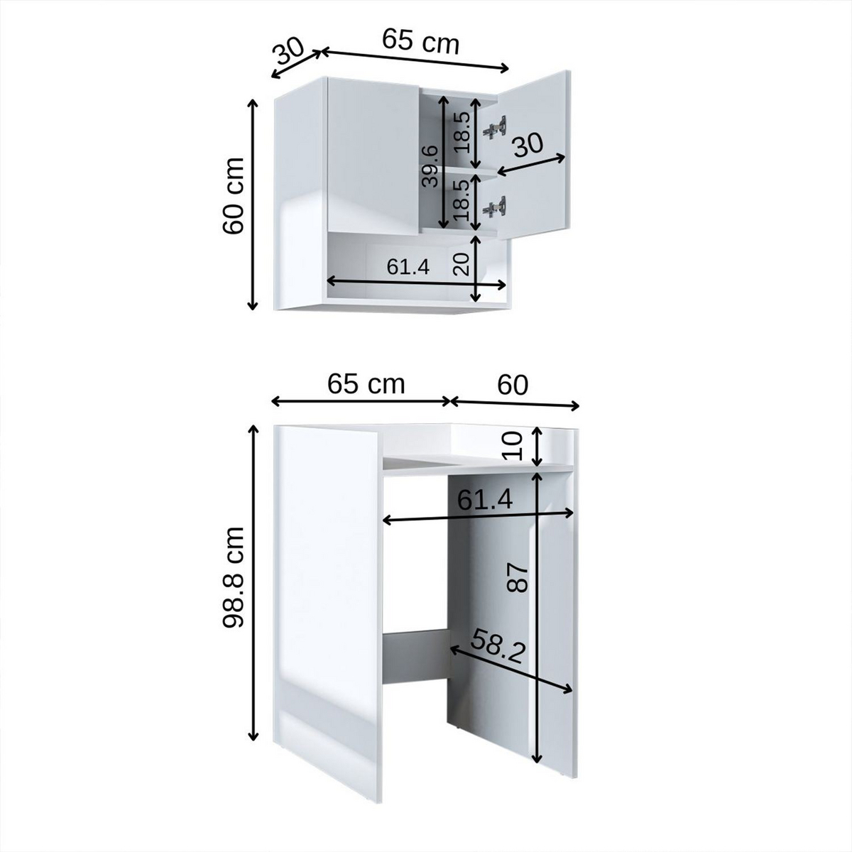 Norda Design Kylpyhuonekalustesetti (2 Pieces) Bagno Duo 30 x 65 x 60 cm