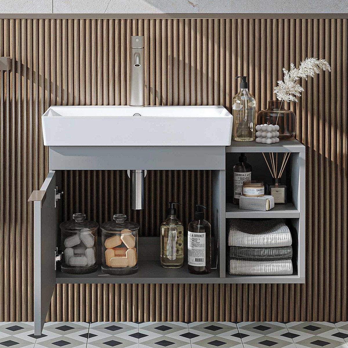 Norda Design Kylpyhuonekaappi altaalla Likya 82 38.6 x 82 x 54 cm