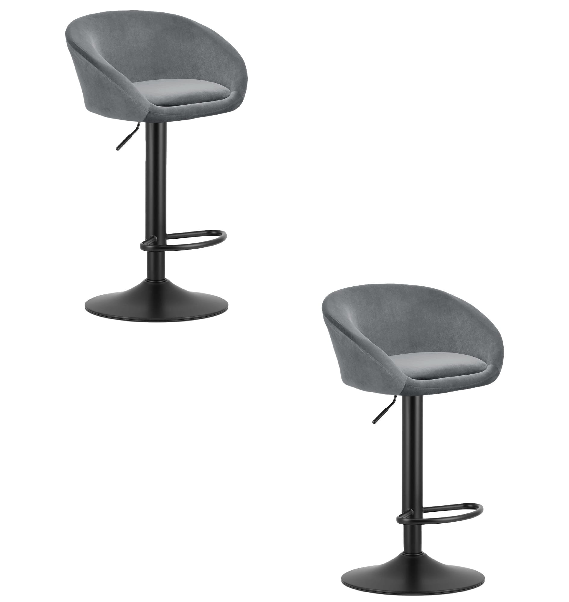 EAST jakkara - harmaa sametti / musta jalusta x 2