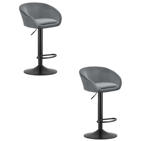 EAST jakkara - harmaa sametti / musta jalusta x 2