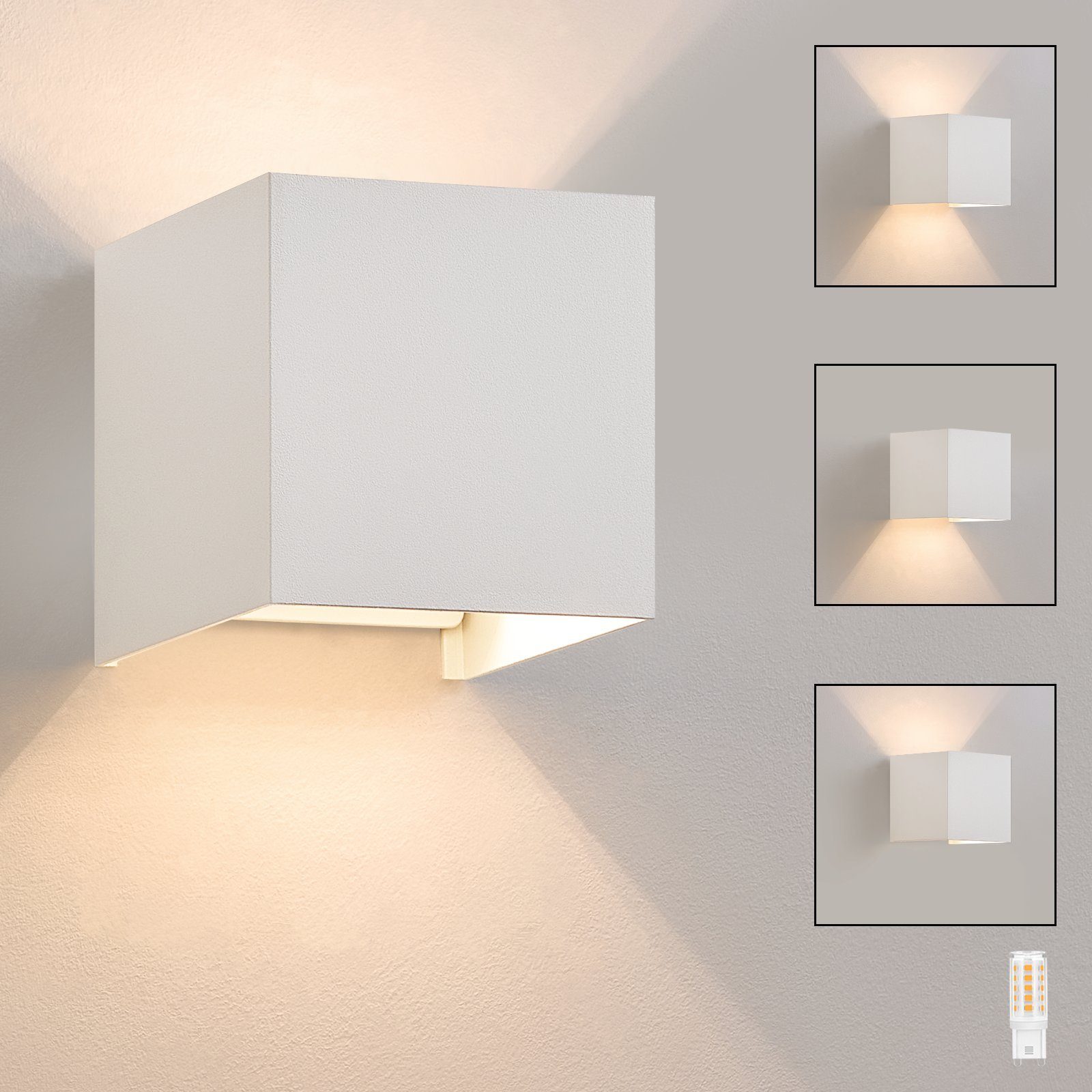 NETTLIFE Sisä-/ulkokäyttöön, tarkoitettu LED - seinävalaisin, lämmin Valkoinen IP65Kotiin, makuuhuoneeseen, eteiseen, porraskäytävään