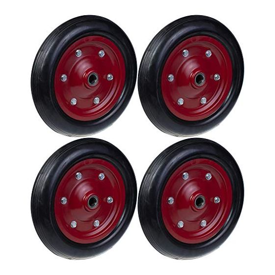 350mm 14" pyörä kumirengas puristettu teräs keskiö 25mm vahva 1400kg, 4 kpl sarja