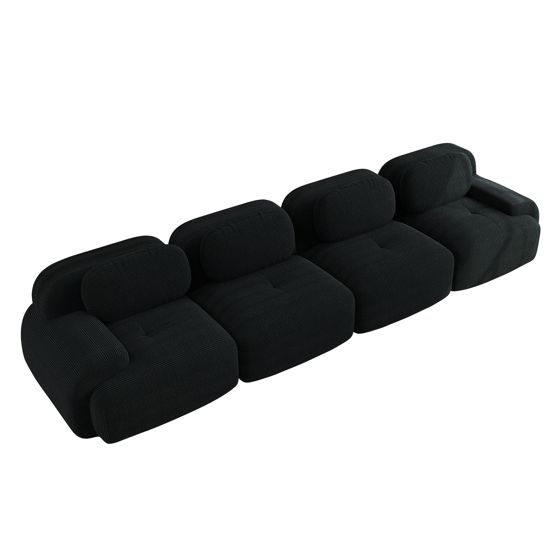moduulisohva 4-paikkainen musta korduroy ergonominen säädettävä