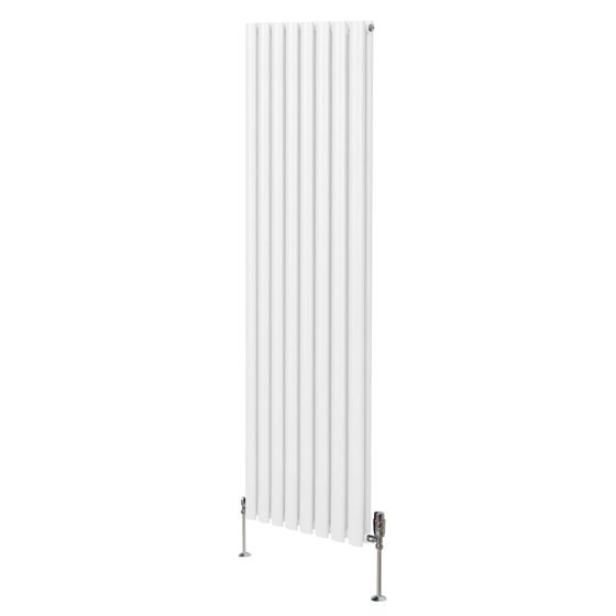 Soikea pylväspatteri ja venttiilit - 1800 mm x 480 mm – Valkoinen