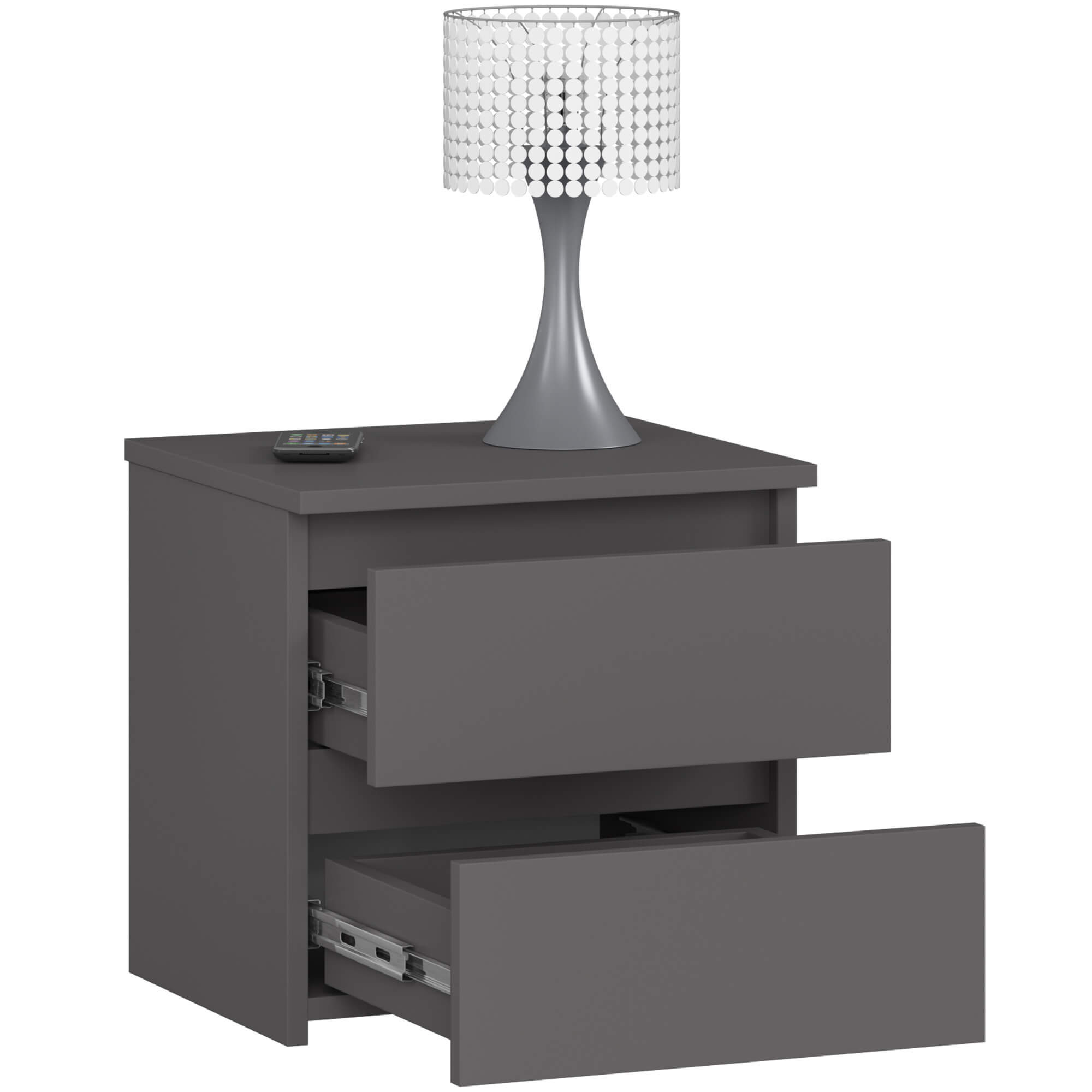 Akord Yöpöytä 2 Laatikkoa Grafiitti Korkeakiilto 40x35x40