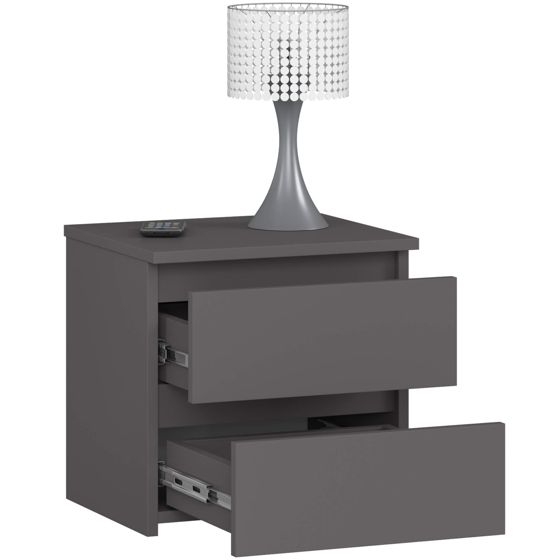 Akord Yöpöytä 2 Laatikkoa Grafiitti Korkeakiilto 40x35x40