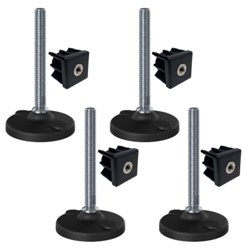 Ruostumaton jalka 16x150x100mm, muovia rei'illä+lisäosilla 40x40x2.0mm - 4 kpl:n sarja.