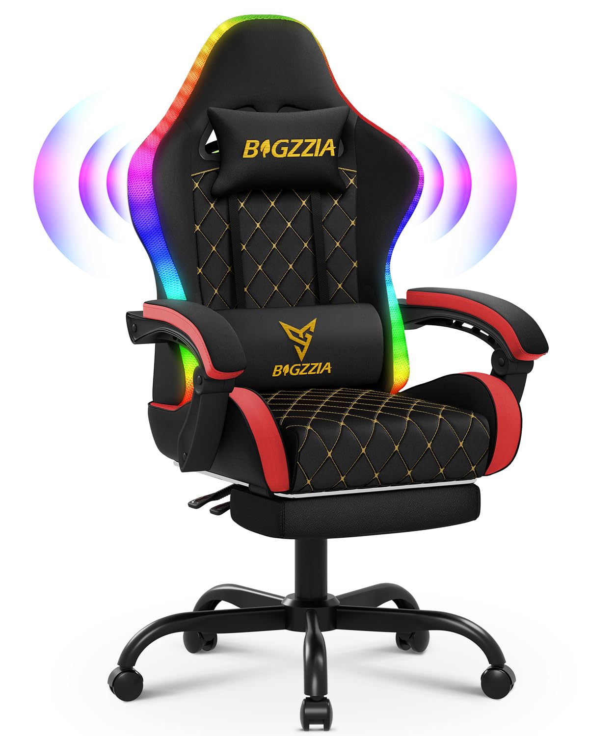 Pelituoli G01 RGB valolla ja Bluetooth kaiuttimilla Punainen