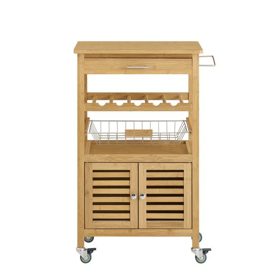 SoBuy Keittiökaappi pyörillä bambusta beige FKW53-N