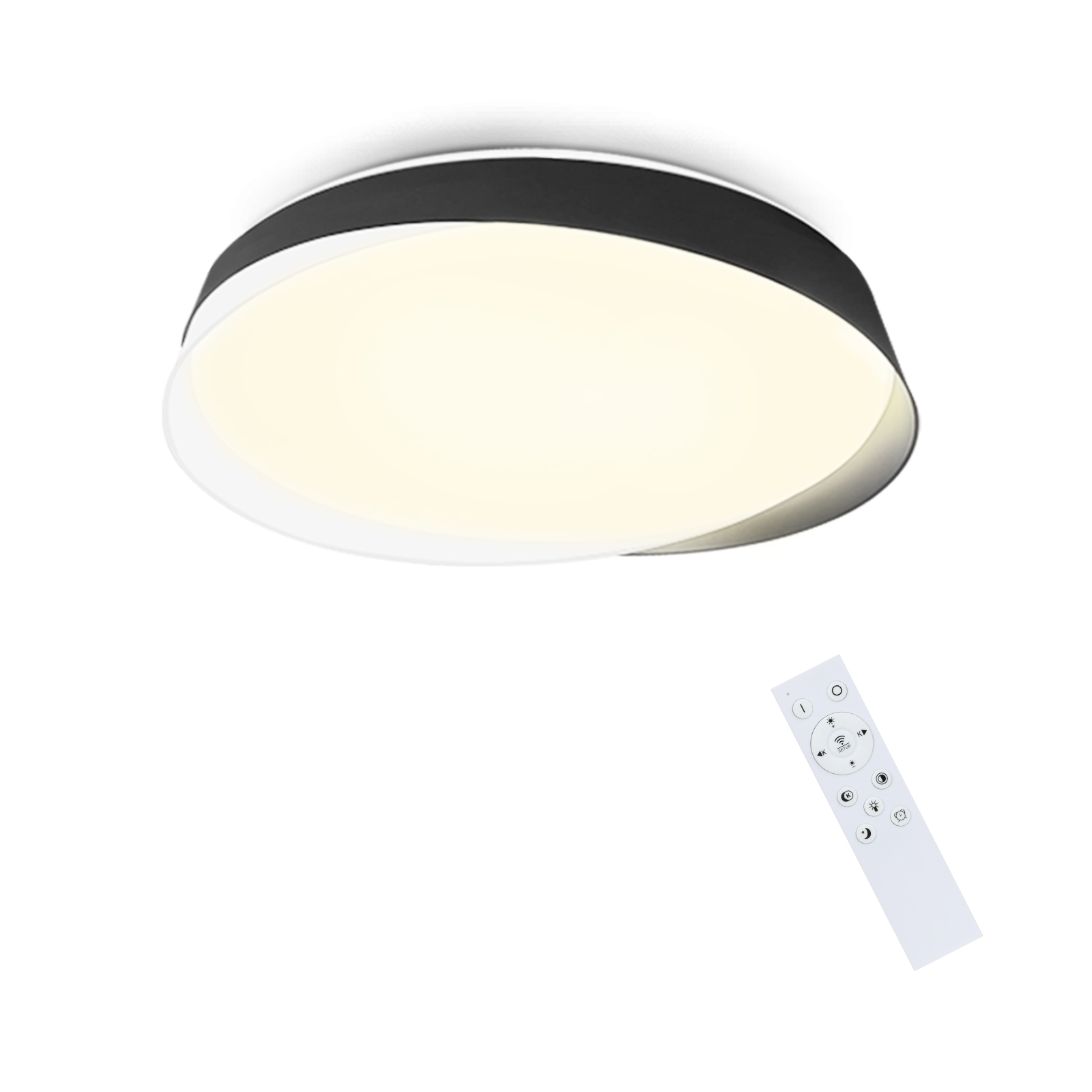 NETTLIFE LED-kattovalaisin, 36W, 3000K-6000K, 415*415*7,5cm, Himmennettävä MustaKaukosäätimellä
