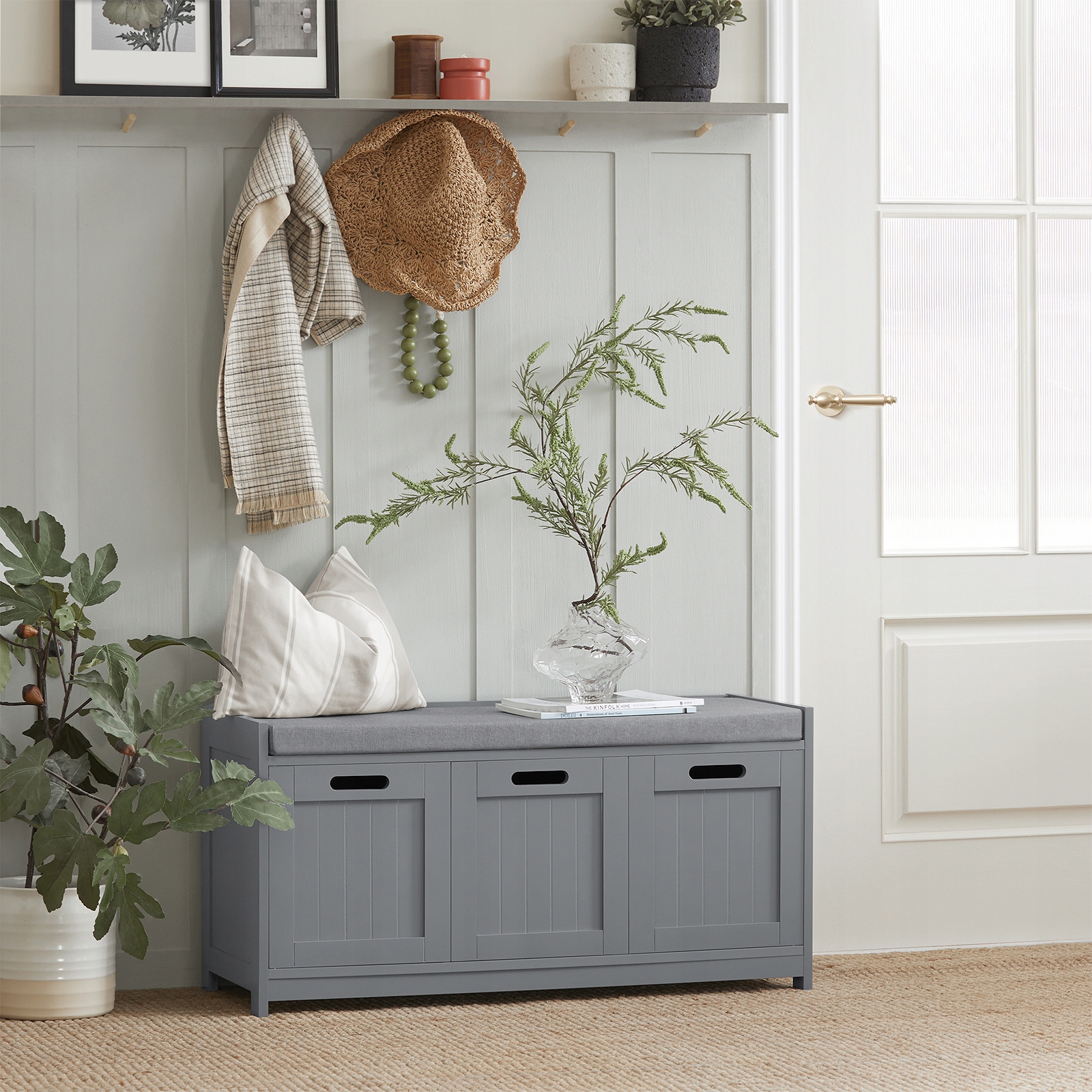 SoBuy Puukuitupenkki FSR80-SG ekologinen säilytysratkaisu