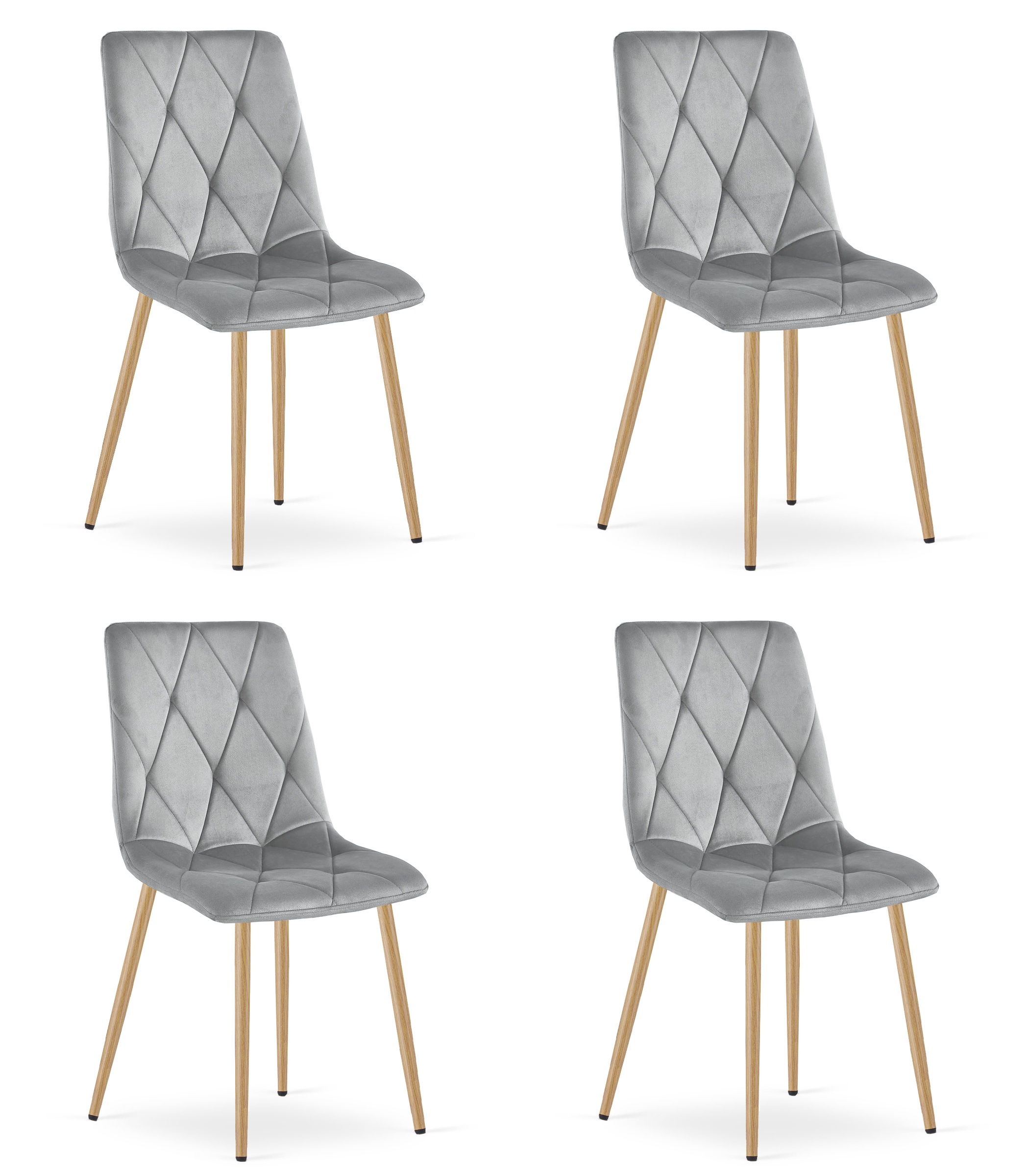 LIBRA-tuoli, vaaleanharmaa sametti, puunväriset jalat (4 kpl)